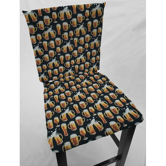 Beer or Wine Dining Room Chair Back Covers or Seat Covers by Penny's Needful Things (Both Chair Back & Seat Cover) (20 W x 20 H CHAIR BACK) (Frosty Mug)