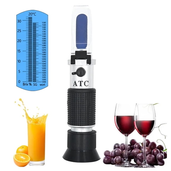 Beer Wort Refractometer 0-32% Brix Wine Sugar Concentration Brewing Fruit Refractometer 1.000-1.120 Specific Ratio Meter ,Reliable & Consistent Readings