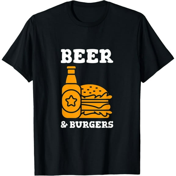 Beer and Burgers T-shirt - BEER BOTTLE AND HAMBURGER shirt