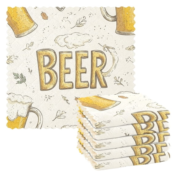 Beer and Leaves Kitchen Towels 6 Pcs Dish Towels Absorbent Soft Quick Dry Towel Dish Rags for Washing Dishes