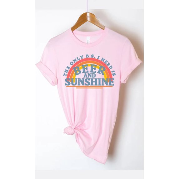 Beer and Sunshine Rainbow Graphic Tee T-Shirt