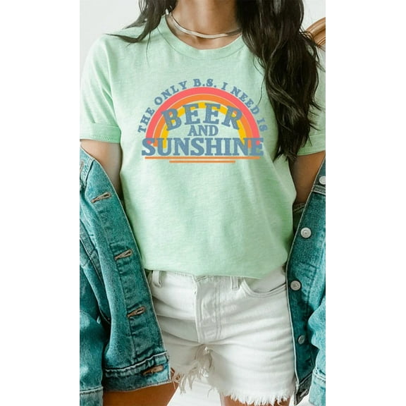 Beer and Sunshine Rainbow Graphic Tee T-Shirt