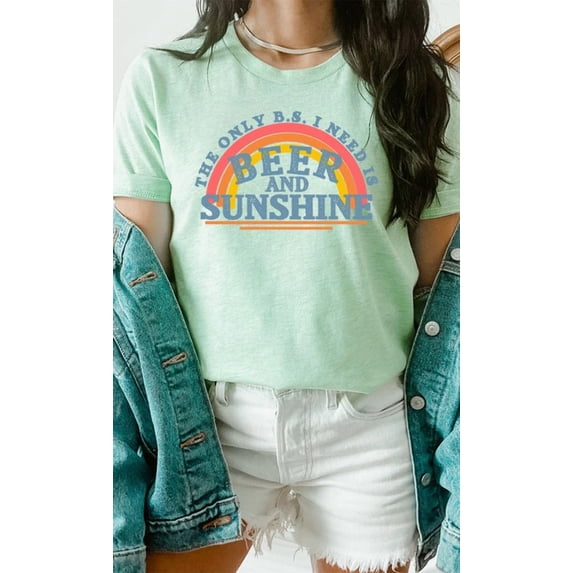 Beer and Sunshine Rainbow Graphic Tee T-Shirt