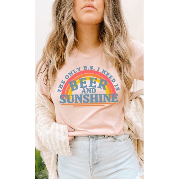 Beer and Sunshine Rainbow Graphic Tee T-Shirt
