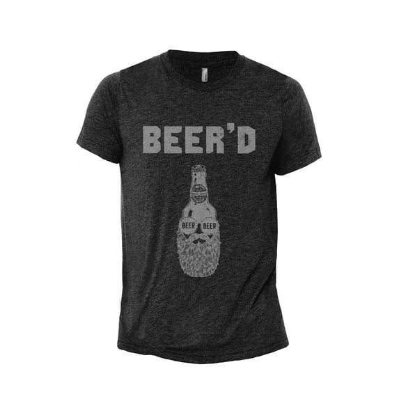 Beer'd Men's Modern Fit Fun Casual T-Shirt Printed Graphic Tee Charcoal Grey Small