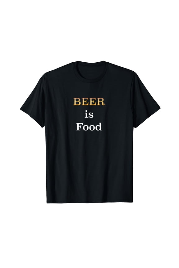 Beer is Food Funny Crew Neck Black T-shirt