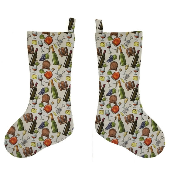 Beer or Wine Christmas Stocking by Penny's Needful Things (Wine & Cheese) (Single Stocking)