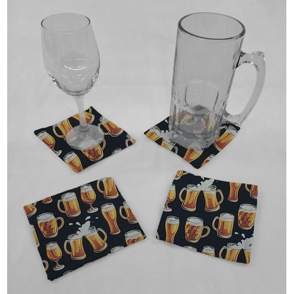 Beer or Wine Cloth Coasters by Penny's Needful Things (Set of 4) Frosty Mugs
