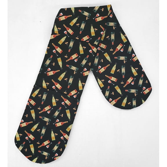Beer or Wine Double Oven Mitt by Penny's Needful Things (Bottles & Corkscrews)