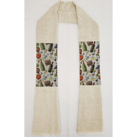 Beer or Wine Kitchen Towel Boa / Scarf by Penny's Needful Things (Towel Color: Off White) (Wine & Cheese)