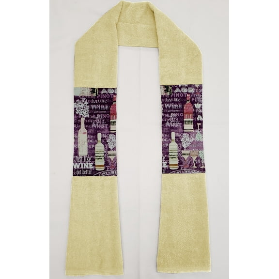 Beer or Wine Kitchen Towel Boa / Scarf by Penny's Needful Things (Towel Color: Yellow) (Purple Wine)