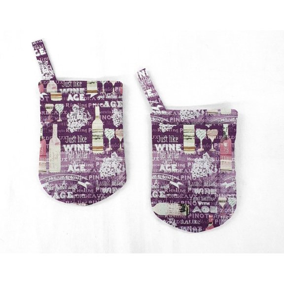 Beer or Wine Oven Mitts (Set Of 2) by Penny's Needful Things (Purple Wine)