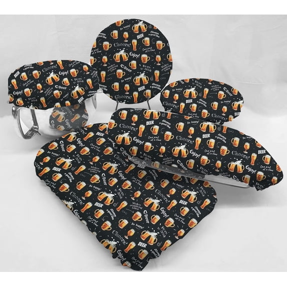 Beer or Wine Reusable Fabric Bowl and Casserole Pan Covers by Penny's Needful Things (5 Cover Set) (Cheers to Beer)