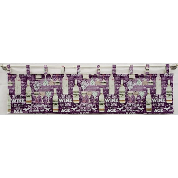 Beer or Wine Tab Top Valances by Penny's Needful Things (Lined) (12 Inch One Valance Panel) (Purple Wine)