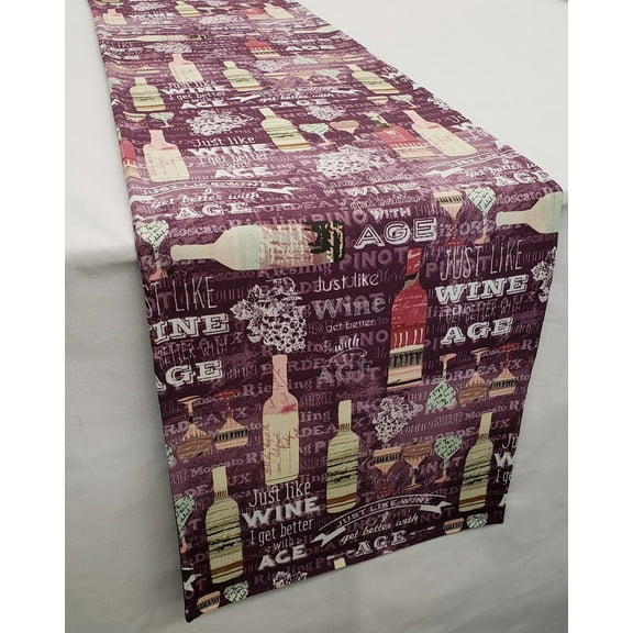 Beer or Wine Table Runner by Penny's Needful Things (3 Feet Long - STRAIGHT) (Purple Wine)