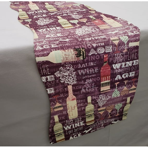 Beer or Wine Table Runner by Penny's Needful Things (4 Feet Long - SCALLOPED) (Purple Wine)