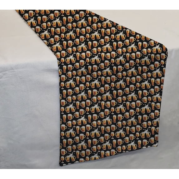 Beer or Wine Table Runner by Penny's Needful Things (7 Feet Long - STRAIGHT) (Frosty Mug)
