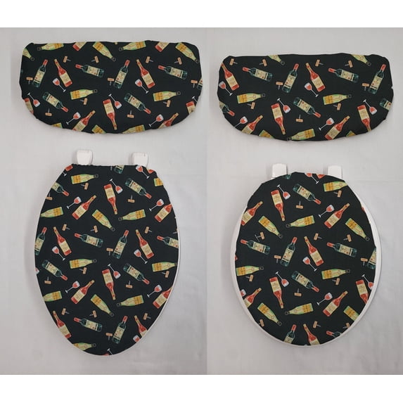Beer or Wine Toilet Seat Lid and Tank Cover Set by Penny's Needful Things (Bottles & Corkscrews)