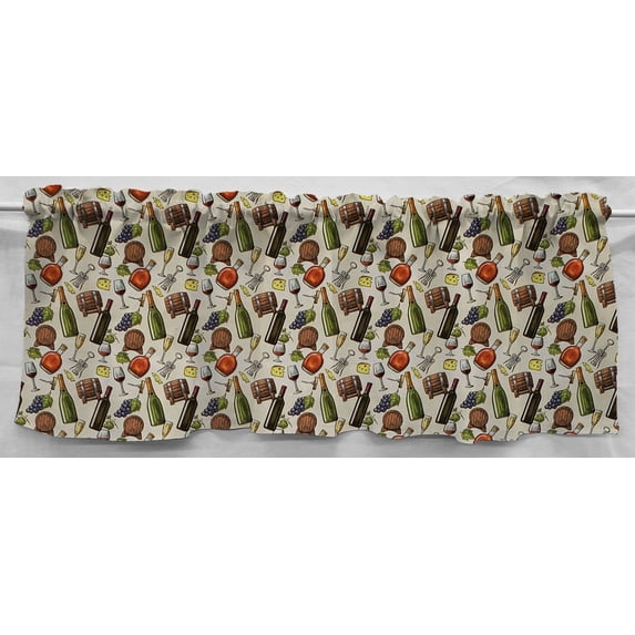 Beer or Wine Valances by Penny's Needful Things (Two Valance Panels 18 inches Long UNLINED) (Wine & Cheese)