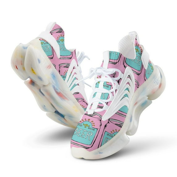 Beer,pink Walking Shoes for Men Woman Lightweight Tennis Fashion Elastic Sports Shoes Cushion Basketball Shoes