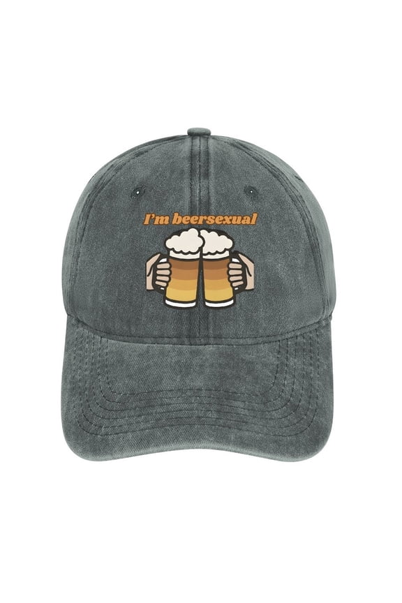 Beer-sexual Gray Baseball Cap for Men Women, Adjustable Snapback Hats Cotton Hat