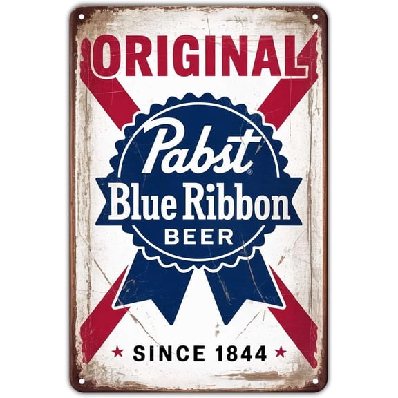 Beer tin sign Vintage Pabst Beer Metal Sign for Garden & Yard Bar Porch Garage Home Bedroom Kitchen Decor 8 x 12, easy to hang