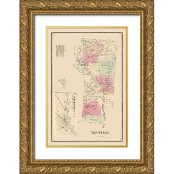 Beers 11x14 Gold Ornate Wood Framed with Double Matting Museum Art Print Titled - Van Etten New York Landowner - Beers 1869
