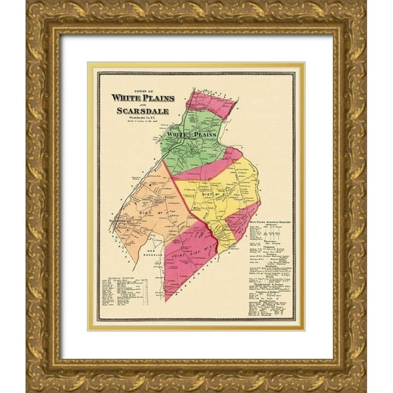 Beers 12x14 Gold Ornate Wood Framed with Double Matting Museum Art Print Titled - White Plains, Scarsdale New York Landowner