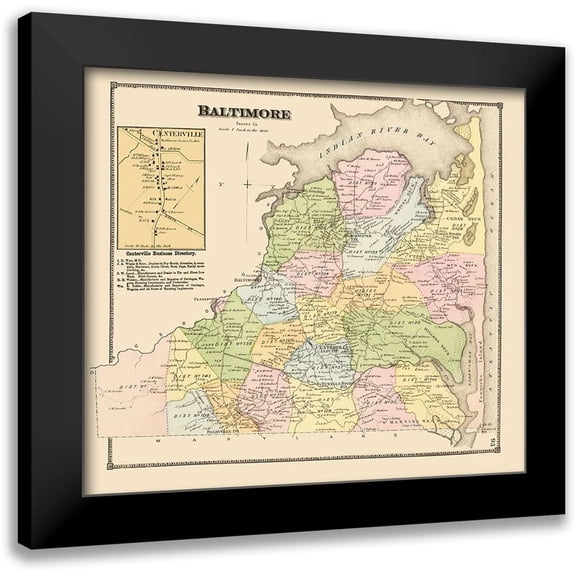 Beers 13x12 Black Modern Framed Museum Art Print Titled - Baltimore, Centerville Delaware Landowner