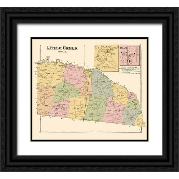 Beers 13x12 Black Ornate Wood Framed with Double Matting Museum Art Print Titled - Little Creek Portsville Delmar Delaware Landowner