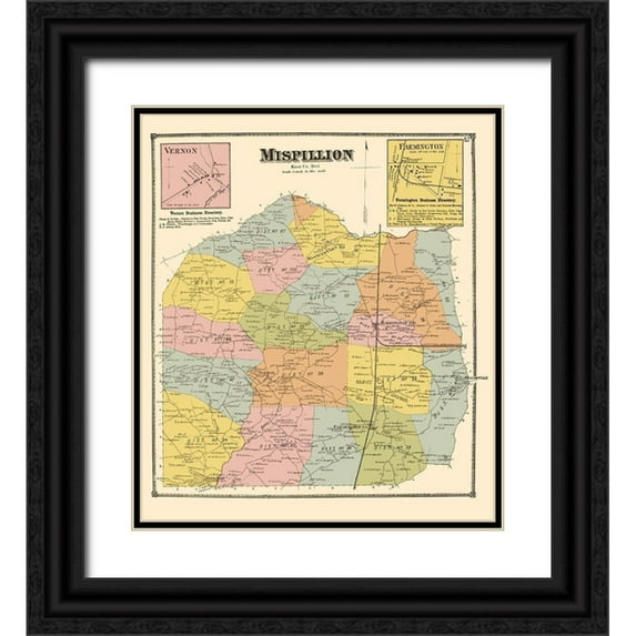 Beers 15x17 Black Ornate Wood Framed with Double Matting Museum Art Print Titled - Mispillion Delaware Landowner - Beers 1868