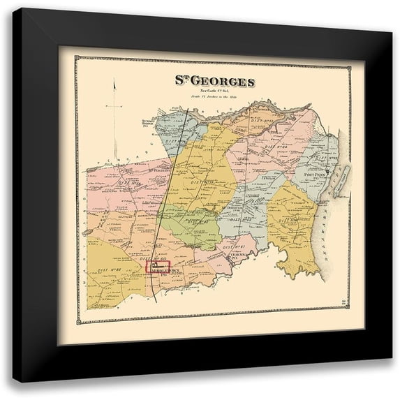 Beers 16x15 Black Modern Framed Museum Art Print Titled - St Georges Delaware Landowner - Beers 1868