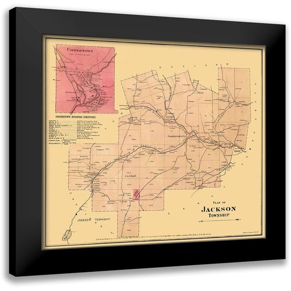 Beers 17x15 Black Modern Framed Museum Art Print Titled - Jackson Pennsylvania Landowner - Beers 1865