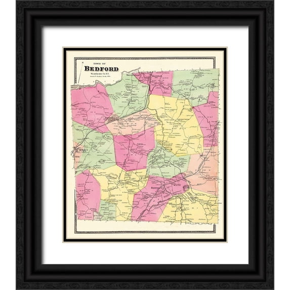 Beers 20x23 Black Ornate Wood Framed with Double Matting Museum Art Print Titled - Bedford New York Landowner - Beers 1868