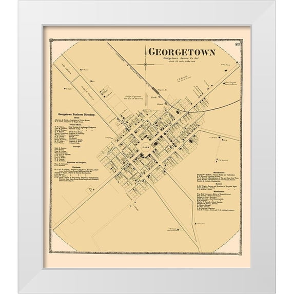 Beers 20x23 White Modern Wood Framed Museum Art Print Titled - Georgetown Delaware Landowner - Beers 1868