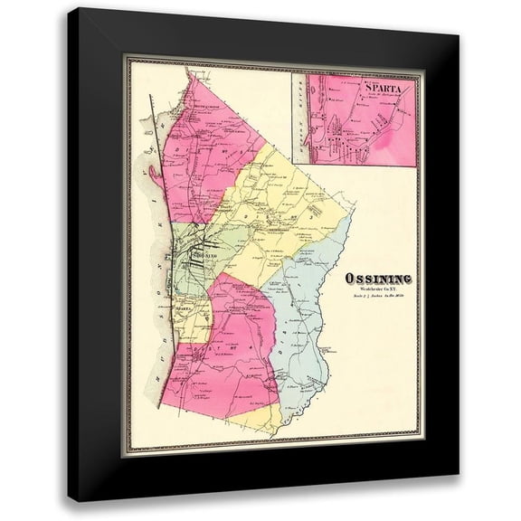 Beers 20x24 Black Modern Framed Museum Art Print Titled - Ossining, Sparta New York Landowner - Beers 1868