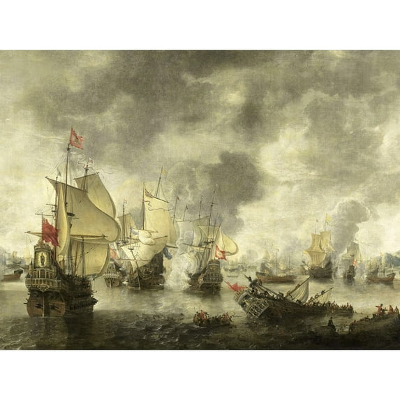 Beerstraten Battle Venice Dutch Ships Bay Foya Extra Large XL Wall Art Poster Print