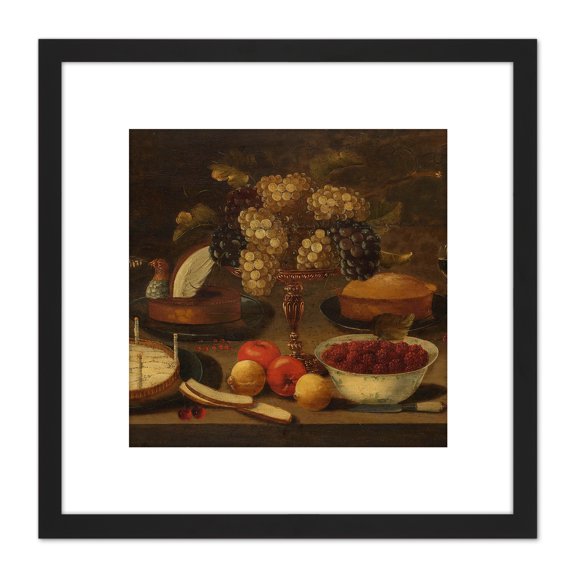 Beert Still Life Fruit 8X8 Inch Square Wooden Framed Wall Art Print Picture with Mount