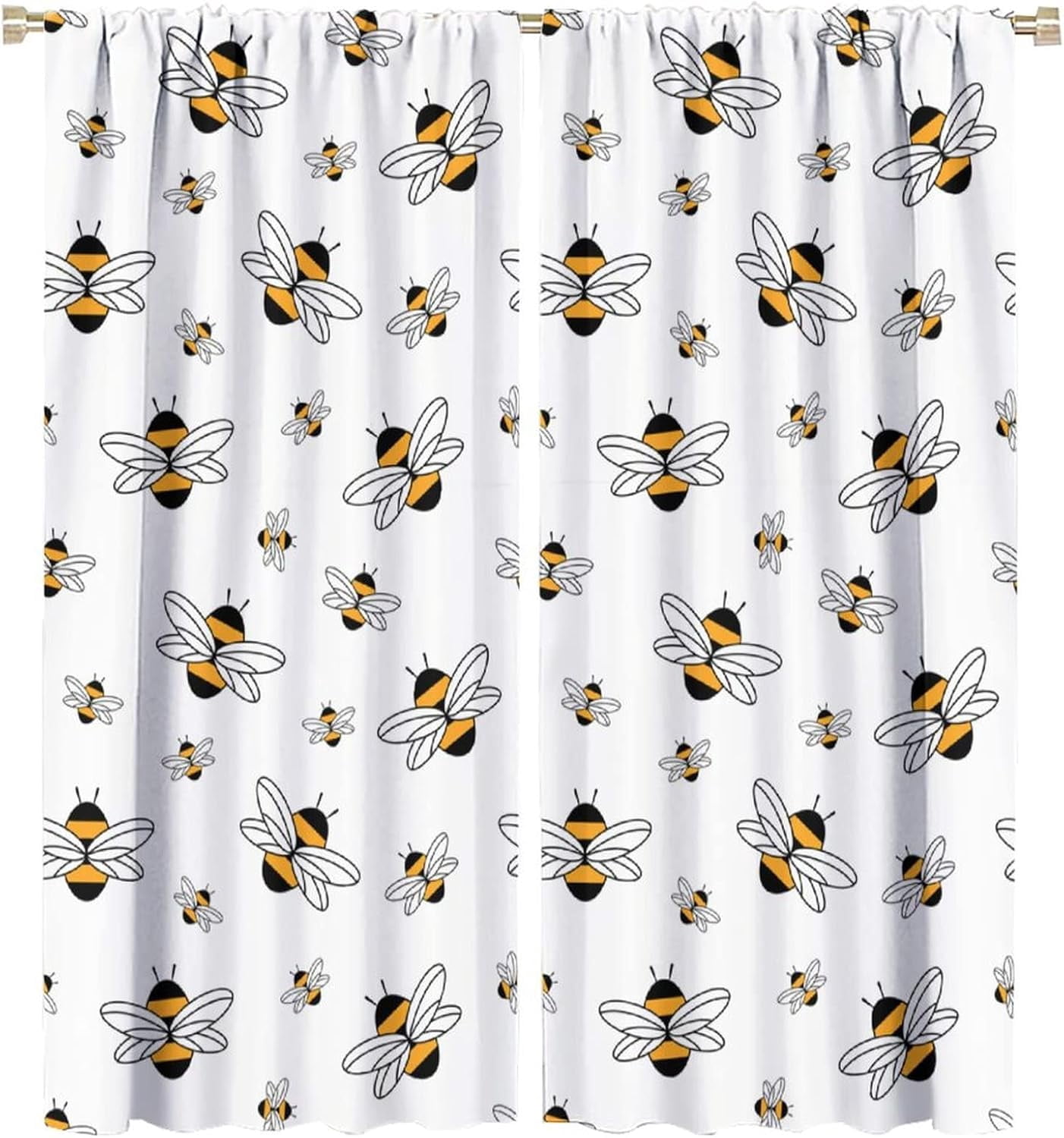 Bees Blackout Window Curtains for Kids, Cute Flying Bees Insects Room ...