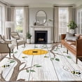 thumbnail image 1 of Bees Branches Area Rugs 5'x7', Washable Small Throw Rugs for Laundry Room Playroom, Farmhouse Spring Botanical Wooden Indoor Outdoor Rug Non-Slip Low Pile Carpet Runner Reversible Floor Mats, 1 of 8