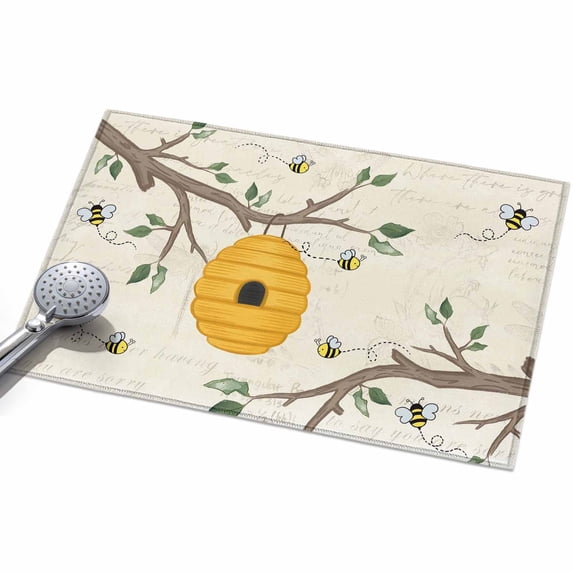 Bees Branches Entryway Rug 2x3ft Washable Non Slip Bathroom Rug Low ...