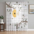 thumbnail image 1 of Bees Branches Sheer Curtains 84 Inch Length 2 Panels Set, Farmhouse Spring Botanical Wooden Voile Window Treatment Rod Pocket Curtains Sheers Drapes for Bedroom/Living Room/Kitchen 52"x84"x2, 1 of 7