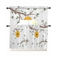 thumbnail image 1 of Bees Branches Swag Curtains for Living Room/Bedroom Windows, Farmhouse Spring Botanical Watercolor Kitchen Curtains and Valances Set 36 Inch Length, Light Filtering Swags Valance Curtain Panels, 1 of 5