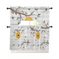 thumbnail image 1 of Bees Branches Swag Kitchen Curtains Sets for Windows 24 Inch Length, Farmhouse Spring Botanical Wooden Short Window Curtain Panels Swags Valances and Tiers 3 Piece Set for Cafe/Dining Room, 1 of 5