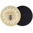 thumbnail image 1 of Bees Coasters Set of 2, Absorbent Coasters for Drinks, Daisy Flowers Spring Summer Honey Floral Leaf Plant Coaster for Desk Coffee Table Protection, Home Decor House Warming Gifts 4", 1 of 8