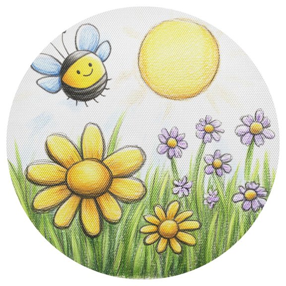Bees Collect Honey 15.4in Diameter PVC Plate Mat, Heat-Resistant and Cuttable, Kitchen Decor