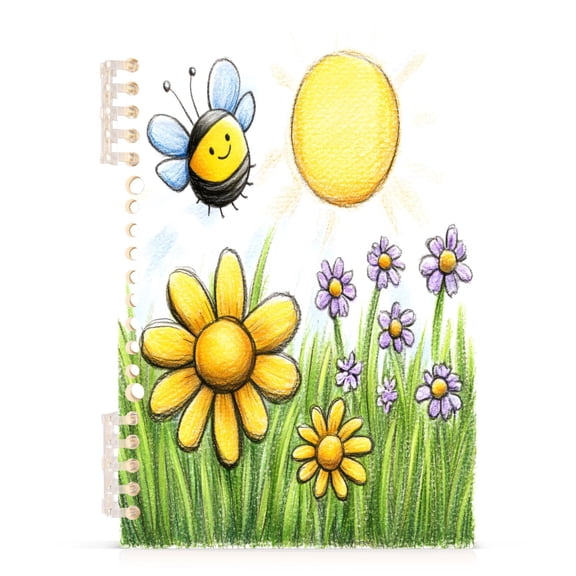 Bees Collect Honey A5 8.3x5.7in PP Notebook, Adjustable Rings, 60 Sheets, Diary or Journey Note