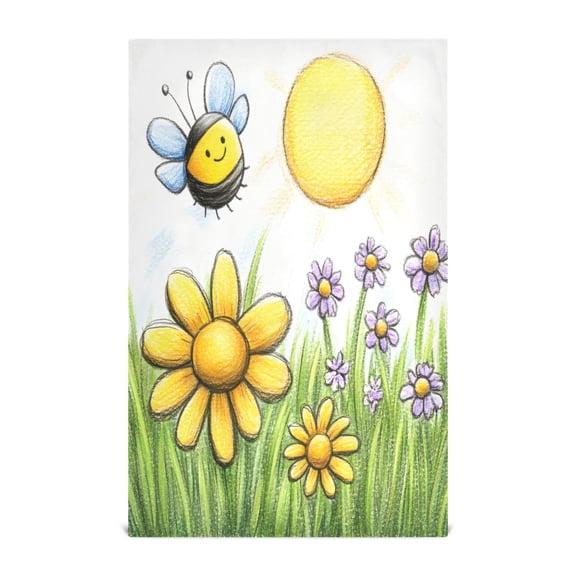 Bees Collect Honey Decorative Waffle Towel Kitchen Dishcloth 28x18in Multi-Use Tea Towel
