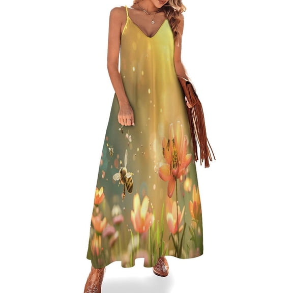 Bees Collect Honey Sleeveless Dress for Women Clothing Female Women's Summer Skirt