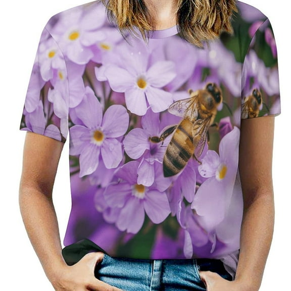 Bees Collect Honey T Shirts Basic T-Shirt Short Sleeve Ladies Tee Shirt Summer Graphic Clothing